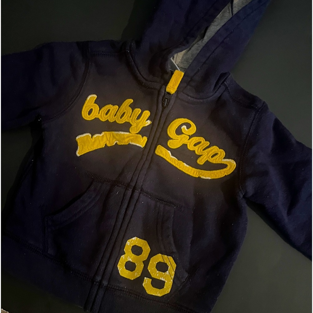 Vintage Baby Gap Hoodie. Navy Blue with Gold Lettering. Infants 12-18 months.